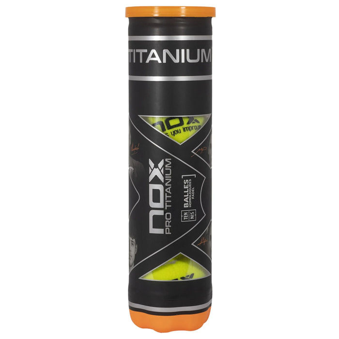 Bote de 4 pelotas de pádel PRO TITANIUM