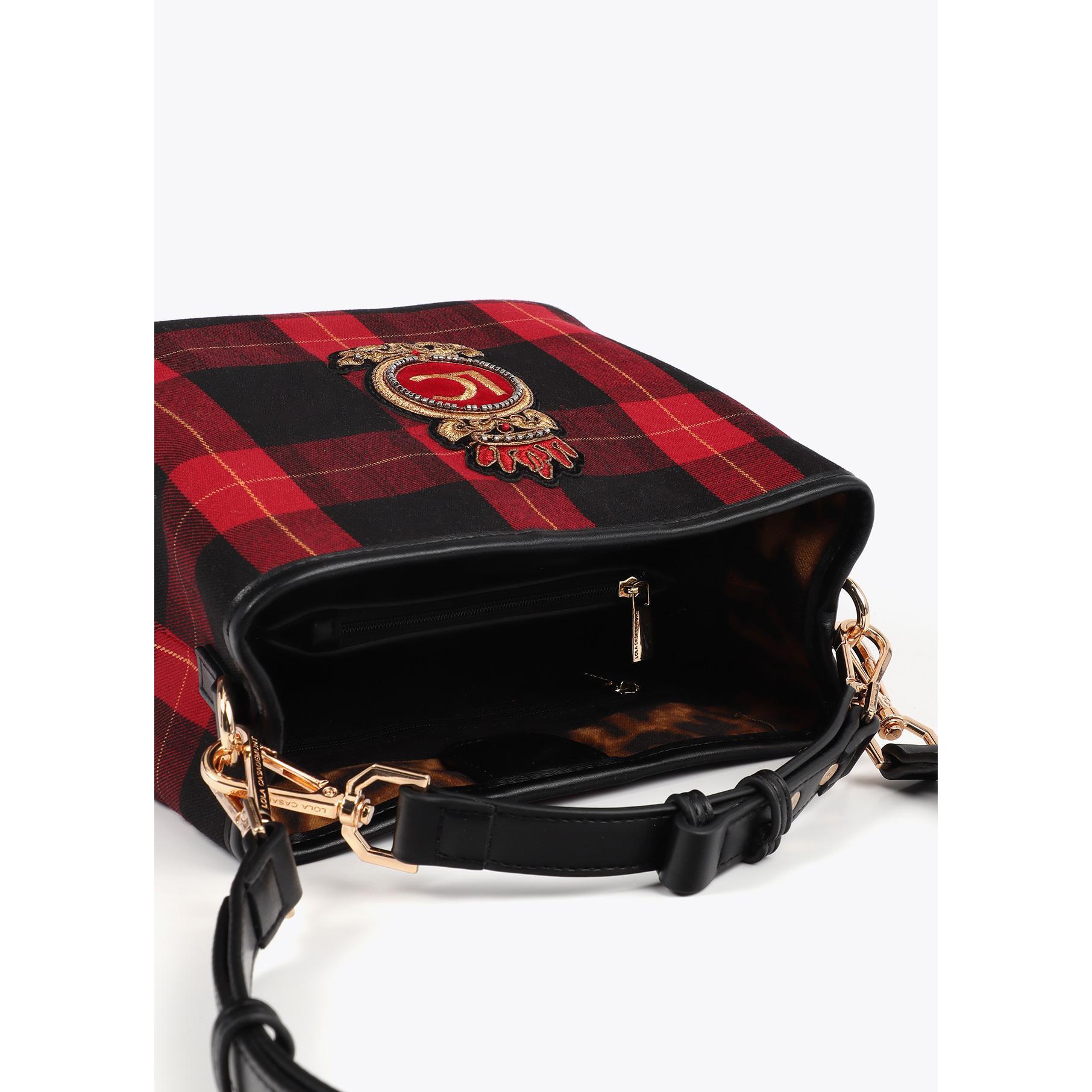 Borsetta in Tessuto a Quadri con Stemma