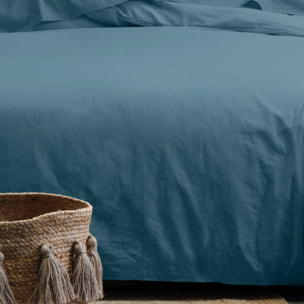 Taie d'oreiller unie en coton bio - Bleu