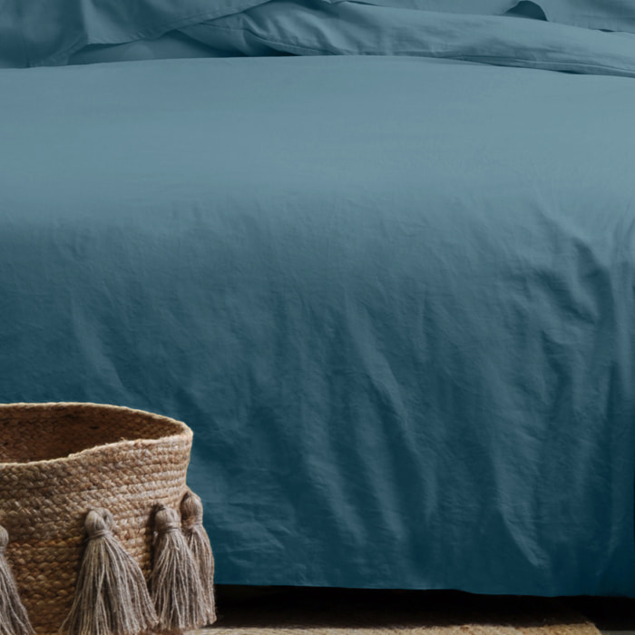 Taie d'oreiller unie en coton bio - Bleu