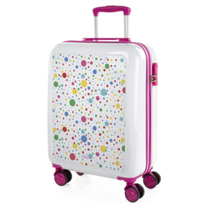 Maleta Pc Pequeña Itaca Base Blanco/Fucsia Blanco Dots