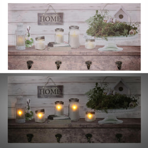 Appendino in legno da 8 posti con led, lanterna cm60x30x1,8