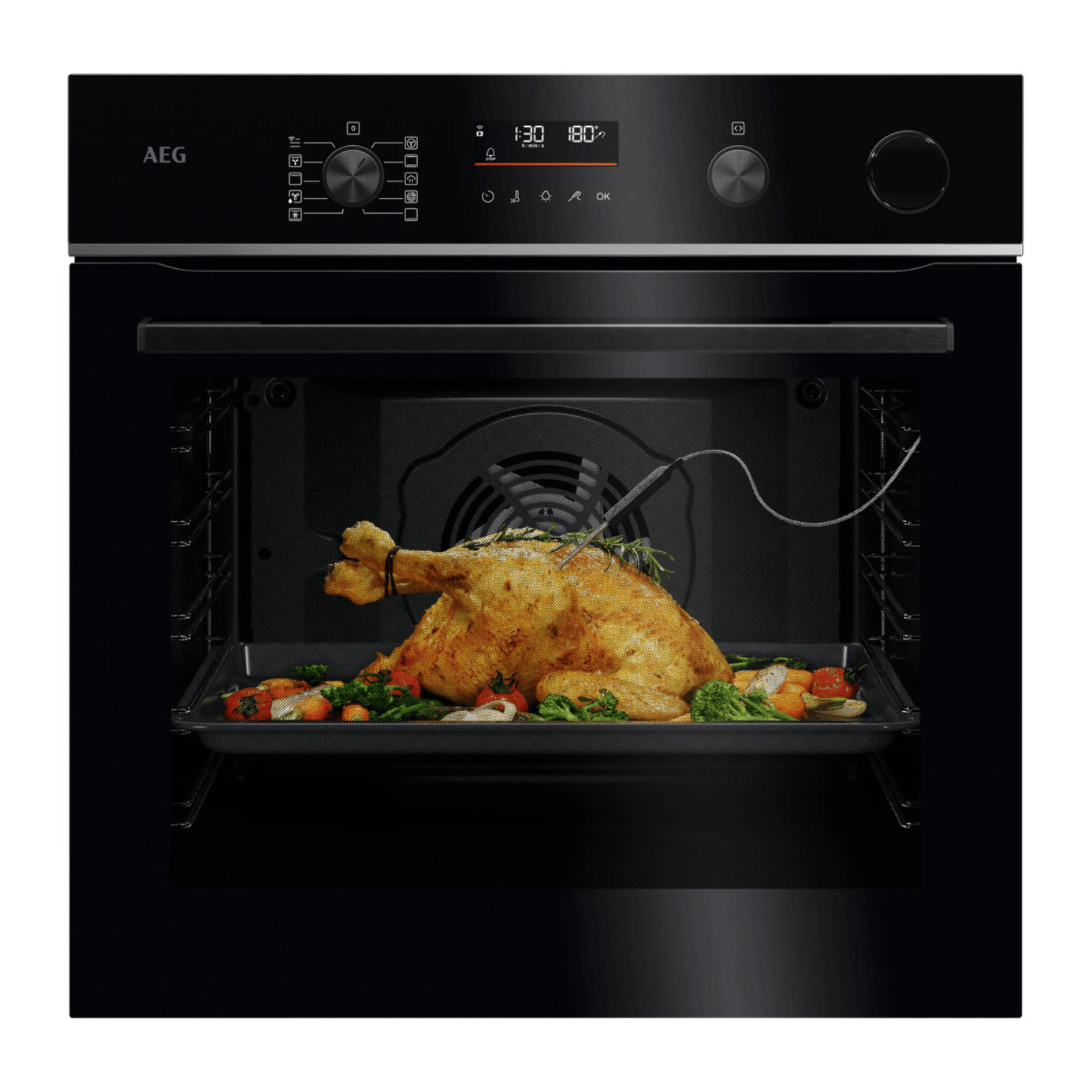 AEG Horno de vapor Serie 6000 SenseCook con SteamCrisp con Display LED Explore V7PBR521SB