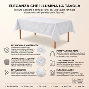 Tovaglia jacquard lurex in poliestere - GRIGIO/ARGENTO