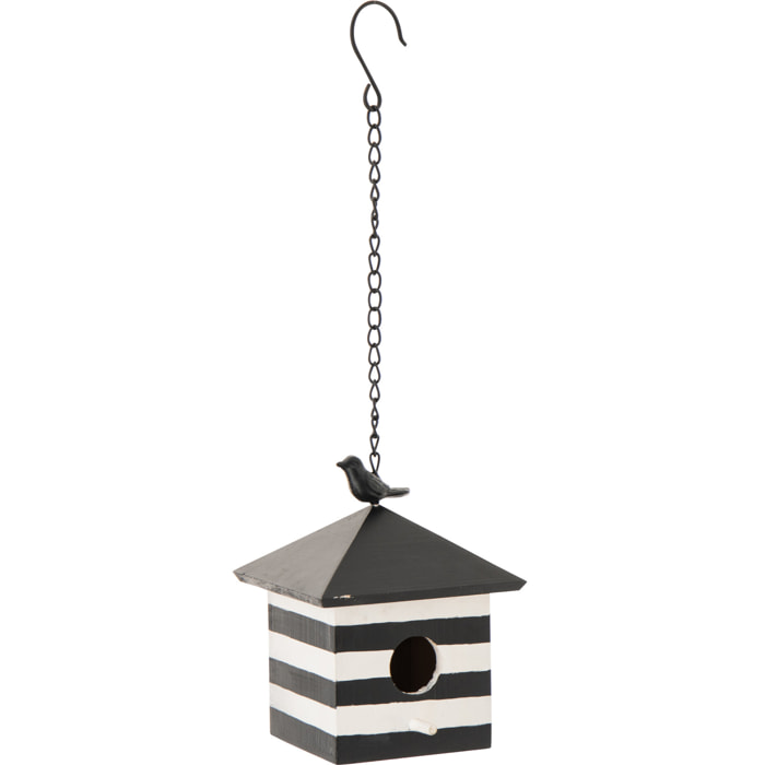 J-Line Nichoir Ligné - bois - noir/blanc - small - 2 pièces