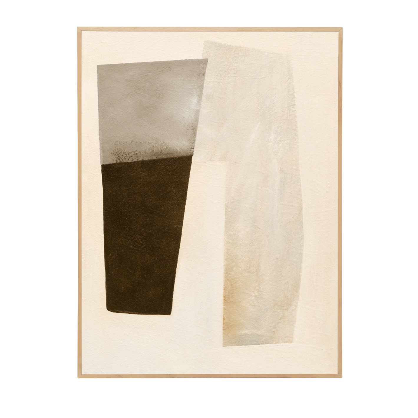 Tableau beige et noir décoratif sur coton avec cadre en bois peint à la main à la peinture à l'huile en différentes tailles
