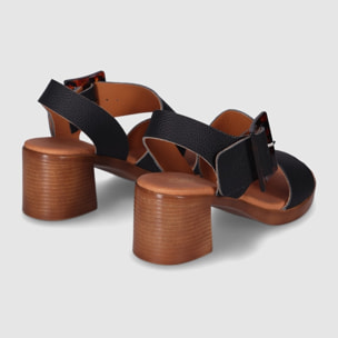 Sandalias de Piel - Negro - Tacón: 6 cm