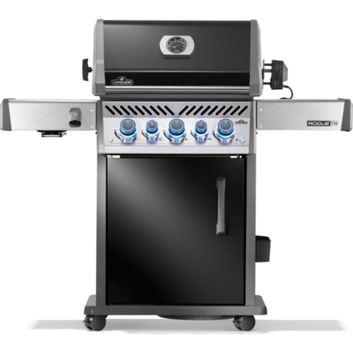 Barbecue gaz NAPOLEON Rogue RPS425RSIBPK2FRR noir 5 bruleurs sur chariot,  60x45 cm bruleurs latéral et arrière infrarouge