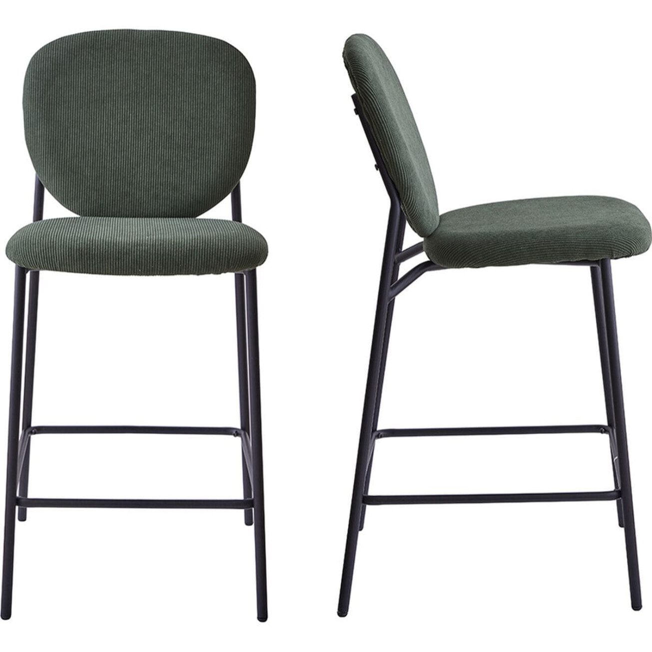 Lot de 2 tabourets de bar en velours côtelé - BETTY