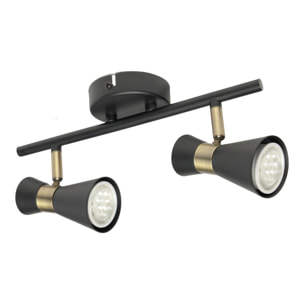 Forlight Eufo lampara aplique doble negro con acabado oro para bombilla GU10