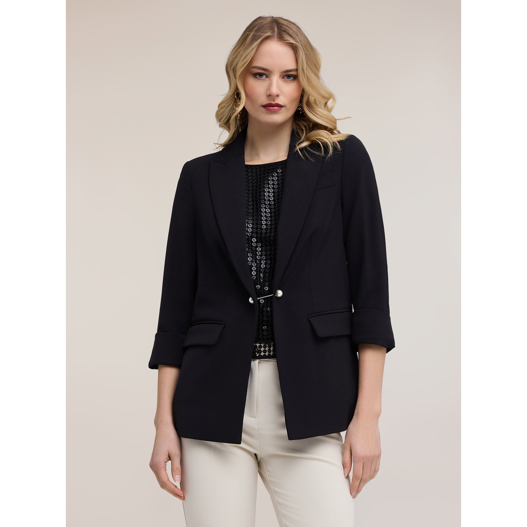 Motivi - Giacca blazer con gemelli gioiello - Nero