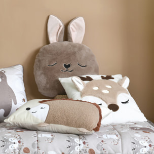 Coussin tête de lapin enfant - Marron Brun