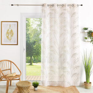 Voilage brodé motif feuilles - Sable