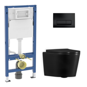 Duofix pack WC bâti-support + WC suspendu Ceramia sans bride avec abattant SoftClose + plaque noir mat (GEBCE14BMT01MAN-FR)