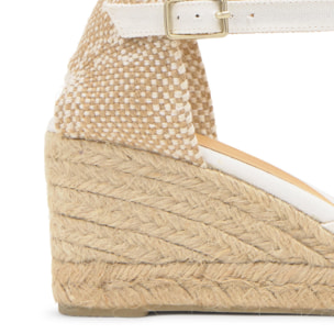 Alpargata de cuña 6 cm en raso con pala escotada en v