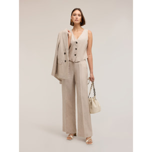 Motivi - Pantalones palazzo de lino - Beige