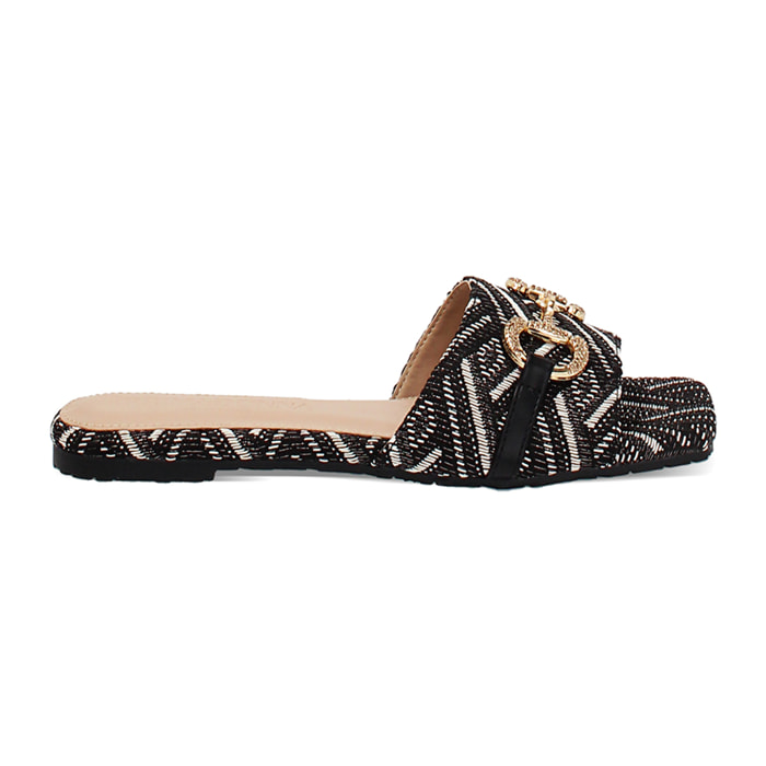 Sandali bassi donna neri in raffia