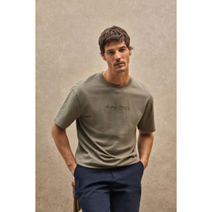 Camiseta verde militar de manga corta y logo engomado Polo Club