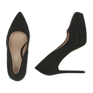 Décolleté nere in microfibra con plateau, tacco 11,5 cm