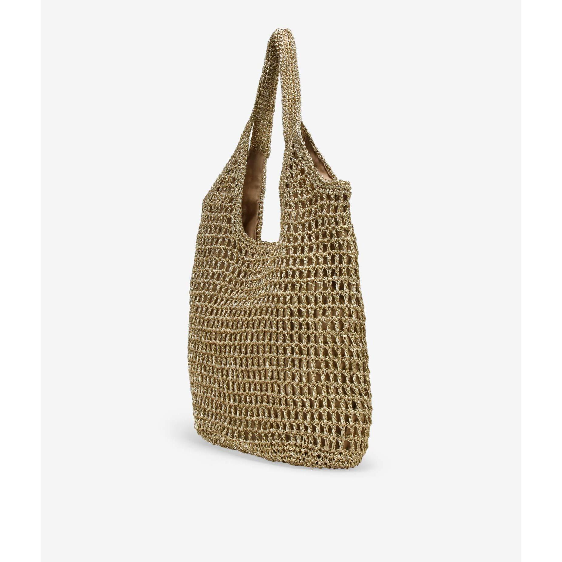 Bolso de hombro oro en rafia