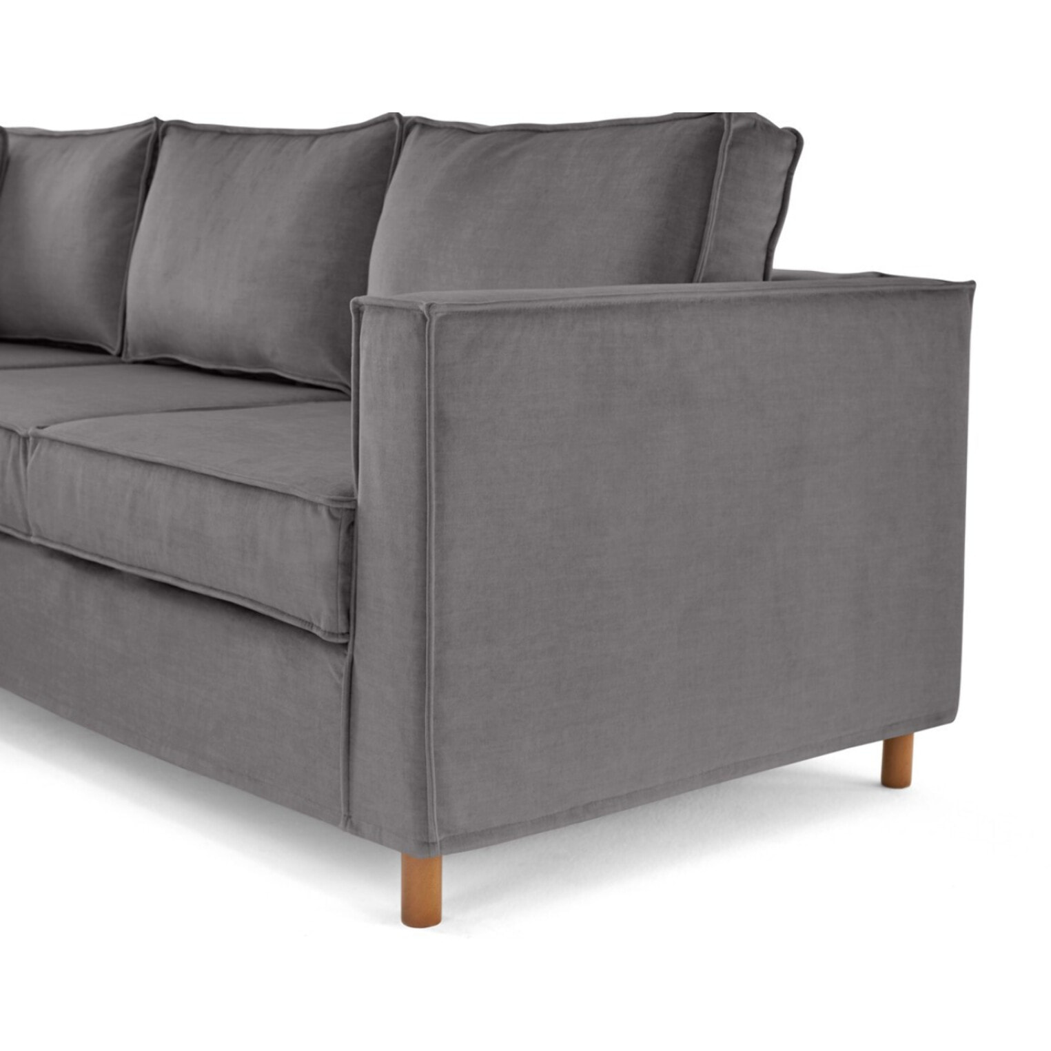 Jake - canapé déhoussable d'angle gauche 5 places en velours - Gris