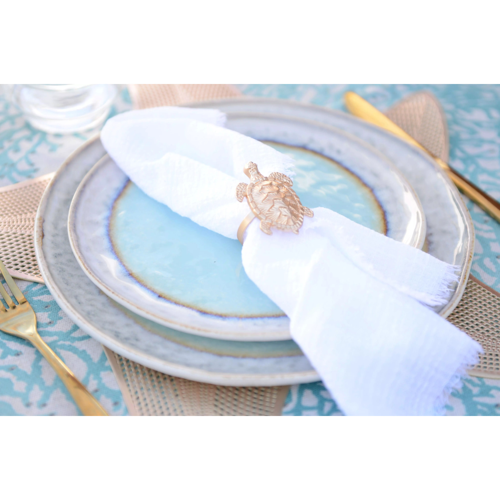 ASSIETTE PLATE TURQUOISE EN PORCELAINE 27X27X1.6CM