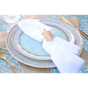 ASSIETTE PLATE TURQUOISE EN PORCELAINE 27X27X1.6CM