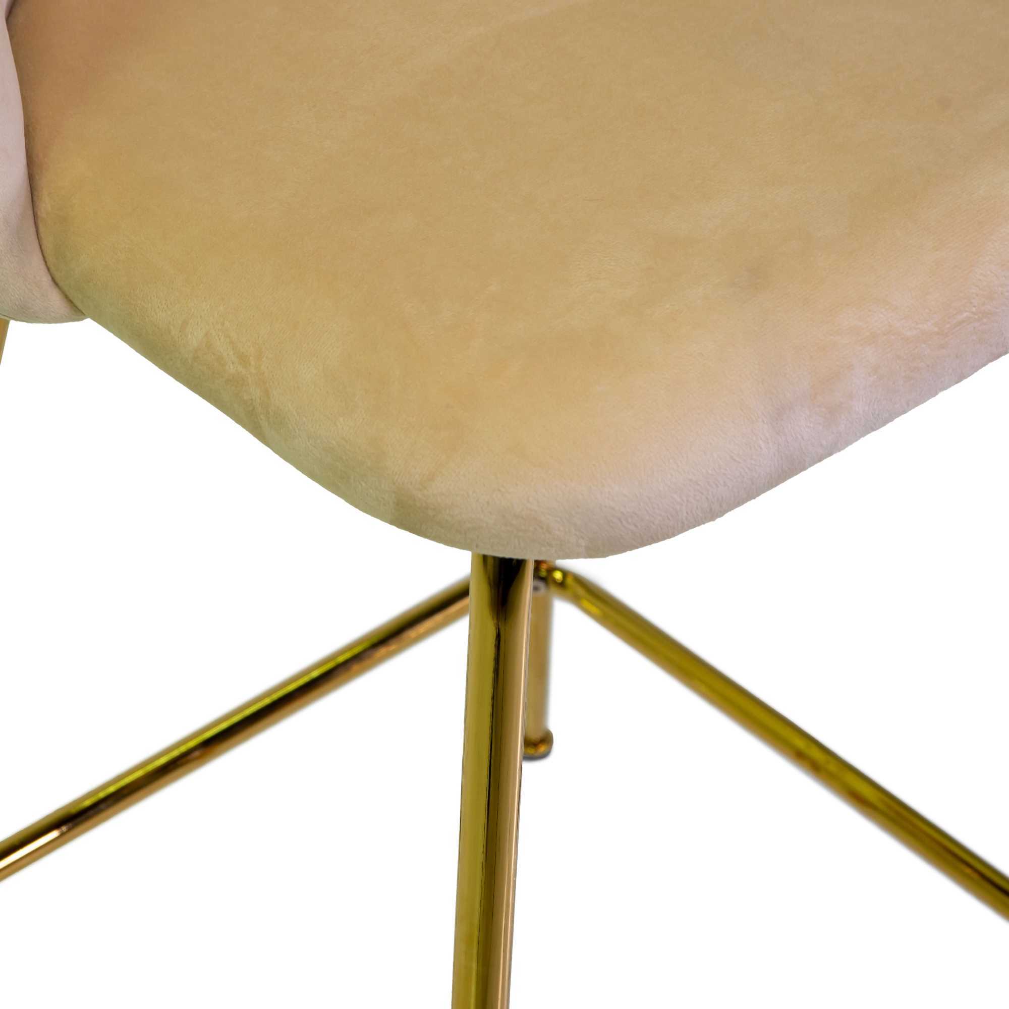 Sgabello Sammi Vacchetti in velluto crema con struttura oro cm44x48h91