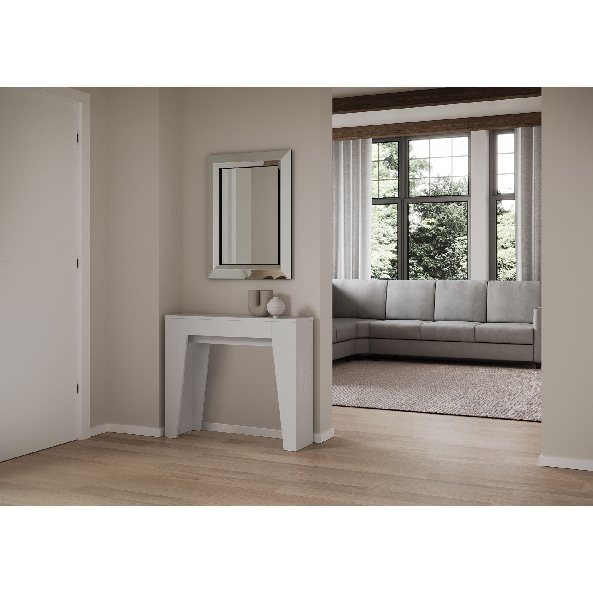 Console Extensible 90x25/181cm Narrow Frêne Blanc