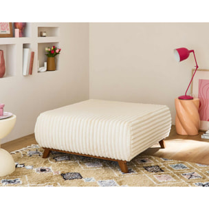 Cristal - pouf modulable - 95 cm - en fausse fourrure côtelée - Beige