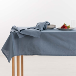 Nappe hydrofuge anti-taches en lin 100% Denim Bleu