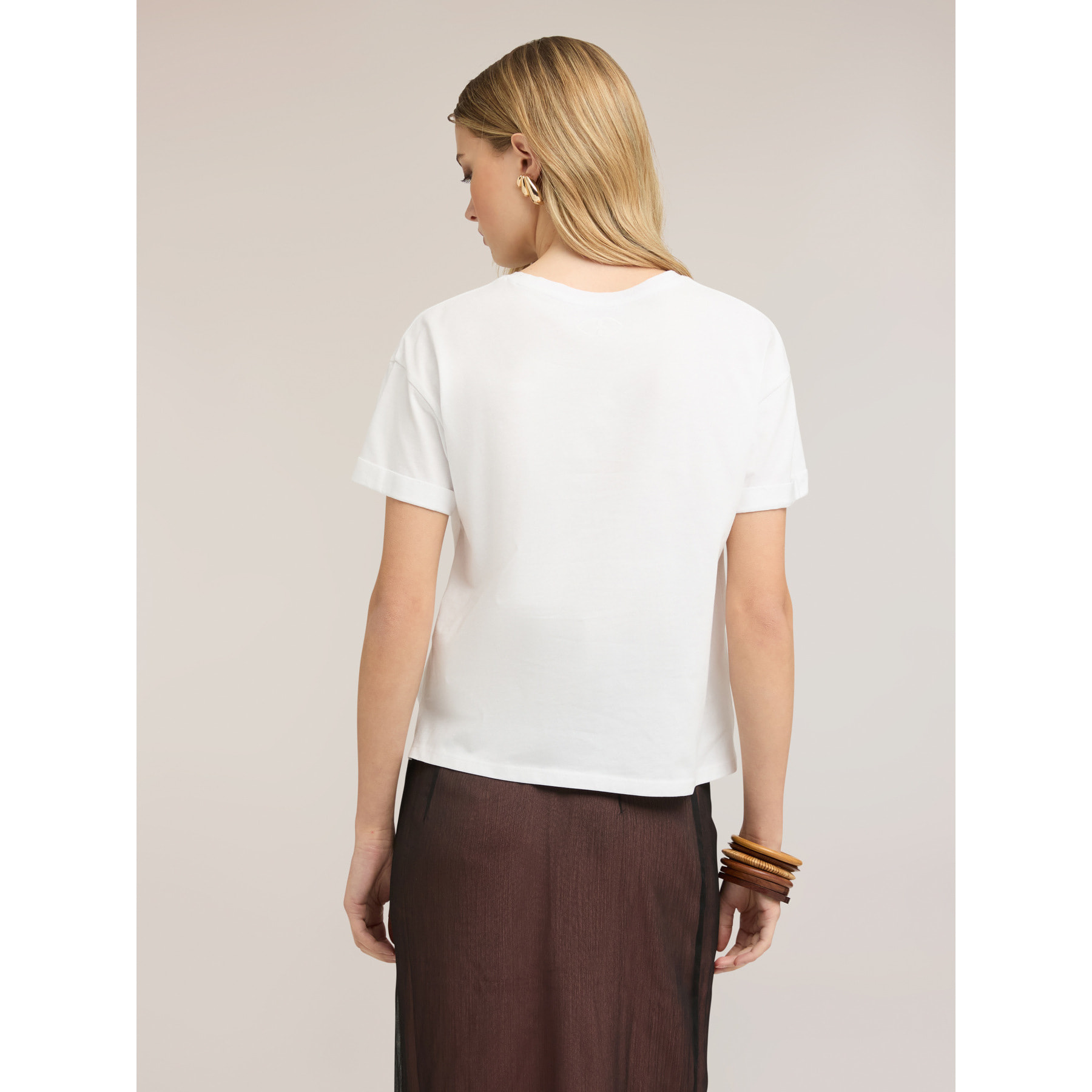 Motivi - T-shirt boxy con logo ricamato - Bianco