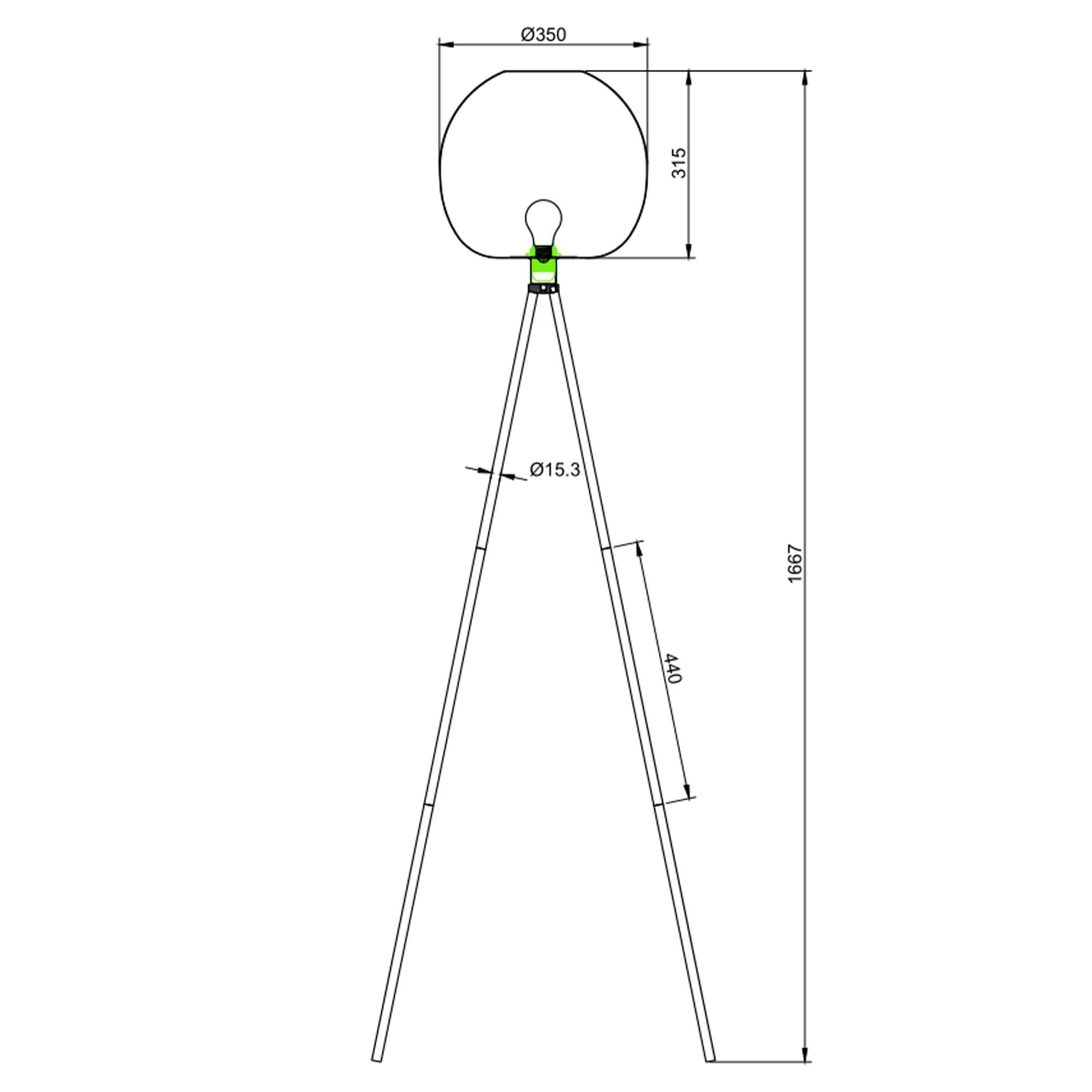 Lámpara de pie Hikari de Bambú, altura 166,5 cm