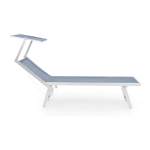 Set di 2 lettini prendisole TURQUETA in alluminio bianco e textilene blu, pieghevole