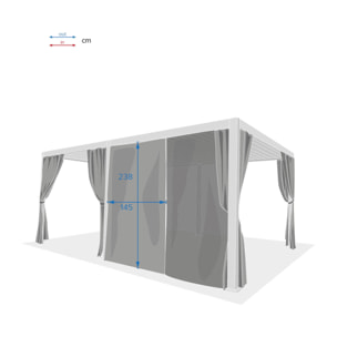 Kit de rideaux et moustiquaire pour pergola Evora (6 doubles rails, 6 rideaux et 6 moustiquaires)