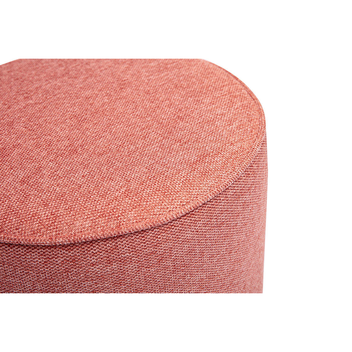 Pouf rond en tissu effet velours texturé terracotta D40 cm PAUL
