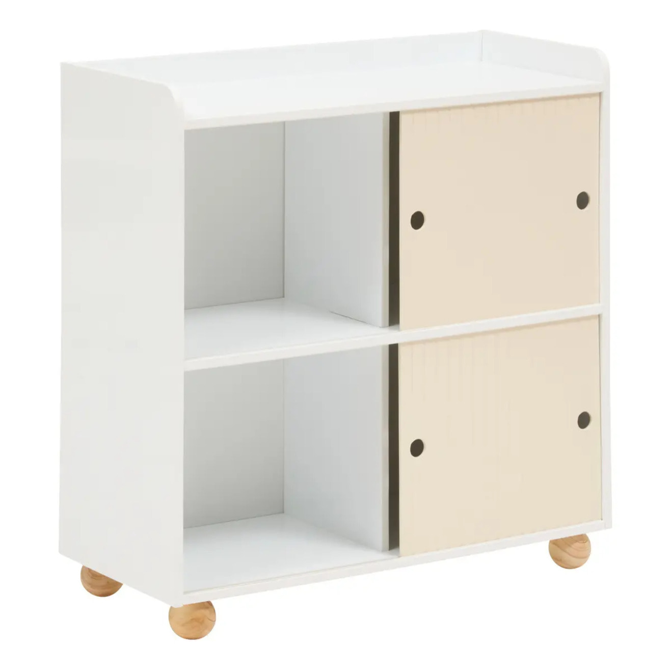 Meuble de Rangement Enfant Bouli 2 portes 2 Cases Beige 69,5x30x71 cm