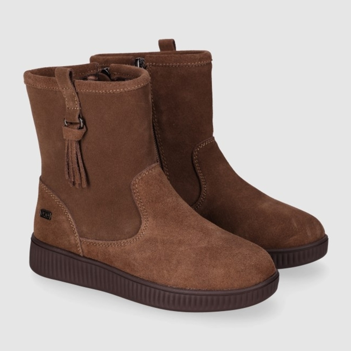 Botines de Serraje - Taupe - Tacón: Bajo