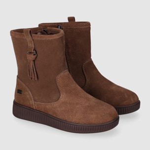 Botines de Serraje - Taupe - Tacón: Bajo