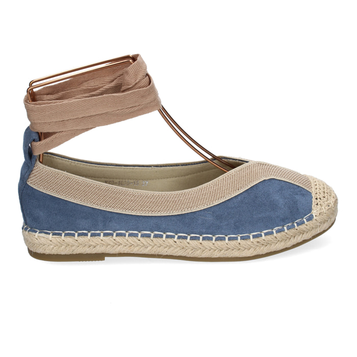 Bailarina de Mujer con Yute, Diseño Moderno con Puntera Bordada y Cintas