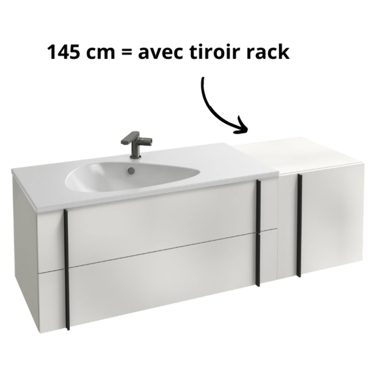 Meuble vasque Nouvelle Vague gris brillant