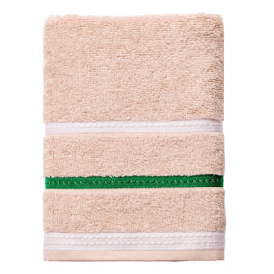 Juego de 2x toalla tocador + 2x toalla manos + toalla baño de 450gsm 100%algodón en beige a rayas