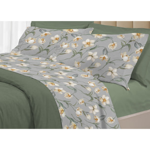 Completo Lenzuola Matrimoniale in Raso 60/60 Morbidezza Eleganza Floreale Lavinia