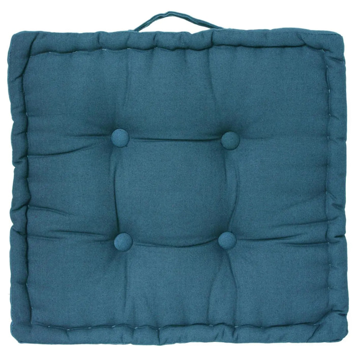 Coussin de sol "Anjali" bleu canard 40x40cm