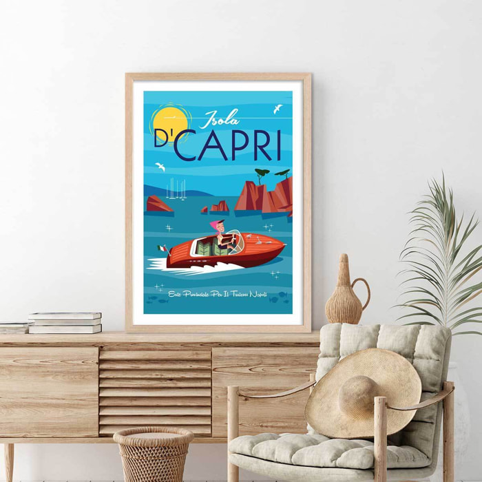 Affiche Voyage à Capri Affiche sous cadre bois