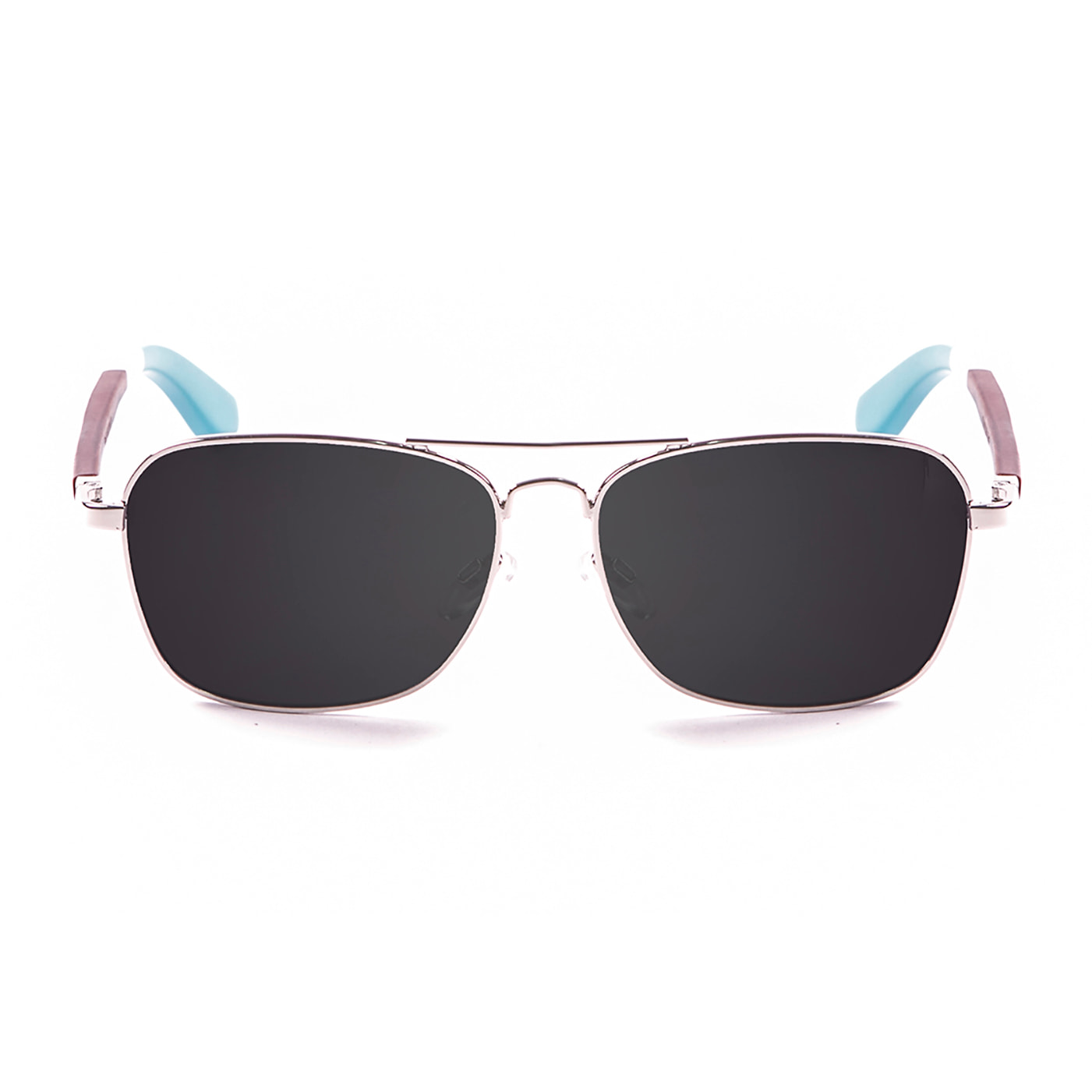 Gafas de sol OCEAN SORRENTO - De brazo de madera de peral con frontal de metal azul claro y plateado / Ahumada