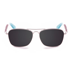 Gafas de sol OCEAN SORRENTO - De brazo de madera de peral con frontal de metal azul claro y plateado / Ahumada