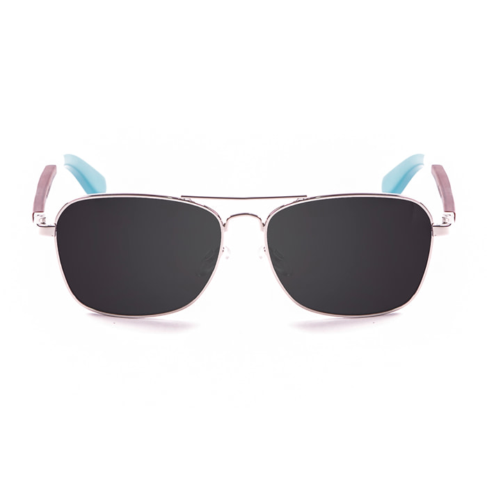 Gafas de sol OCEAN SORRENTO - De brazo de madera de peral con frontal de metal azul claro y plateado / Ahumada