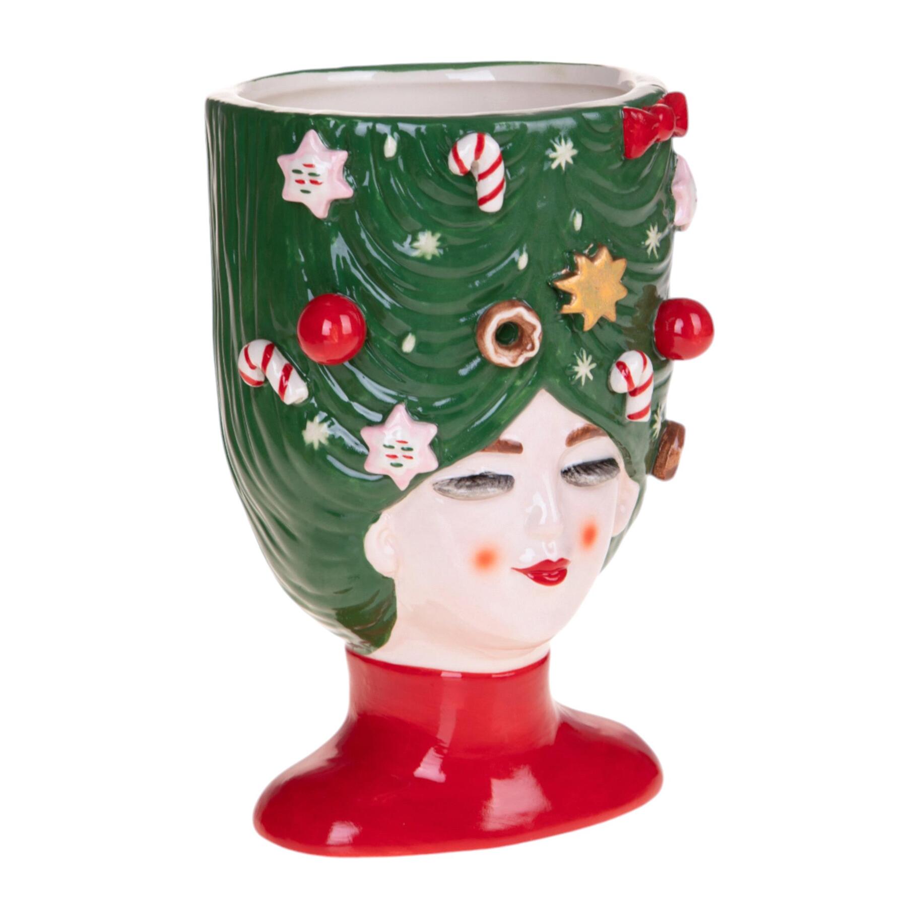 Cachepot regina del Natale - Pezzi 1 - 17,5xH28x16,5cm - Bianchi Dino SpA