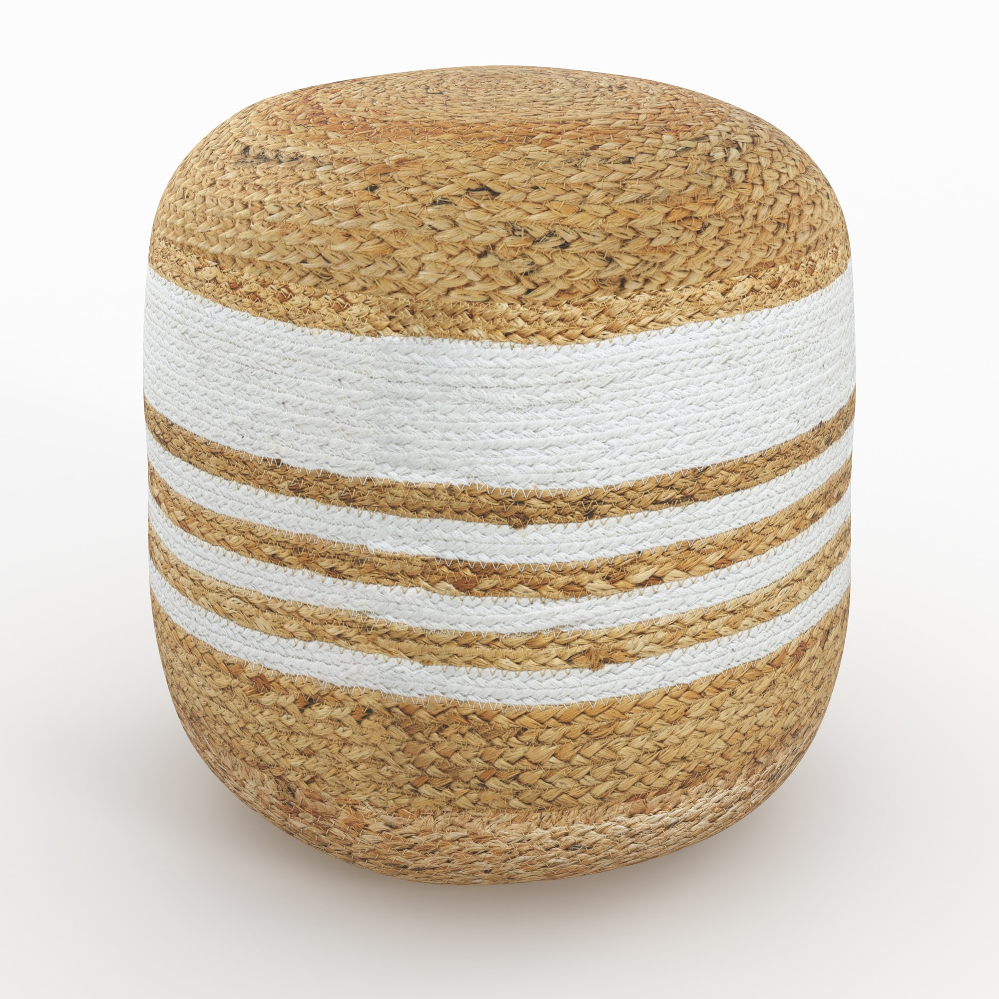 Pouf rond en jute et blanc D40 cm - Billy